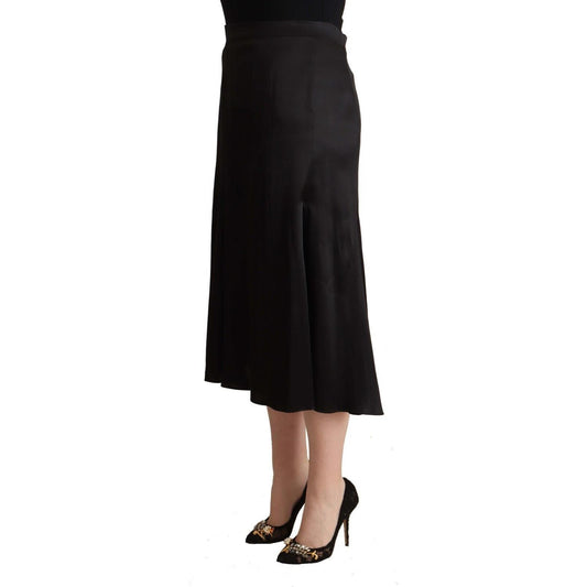 Blumarine Elegant High Waist Midi Black Skirt Blumarine