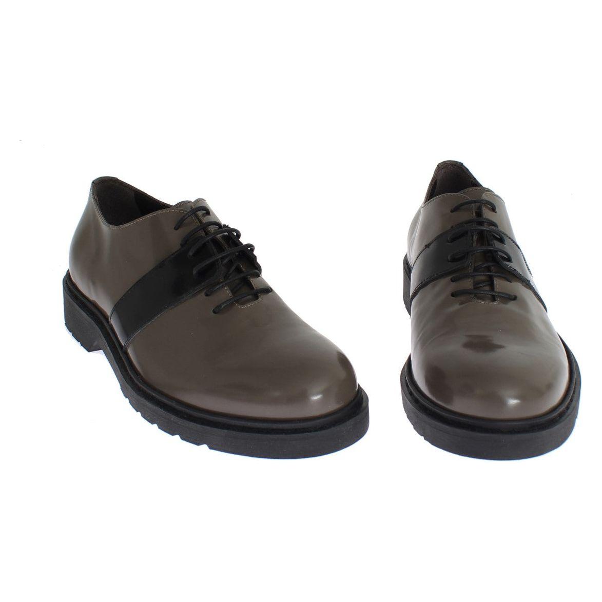 AI_ Elegant Gray Brown Leather Lace-up Shoes AI_