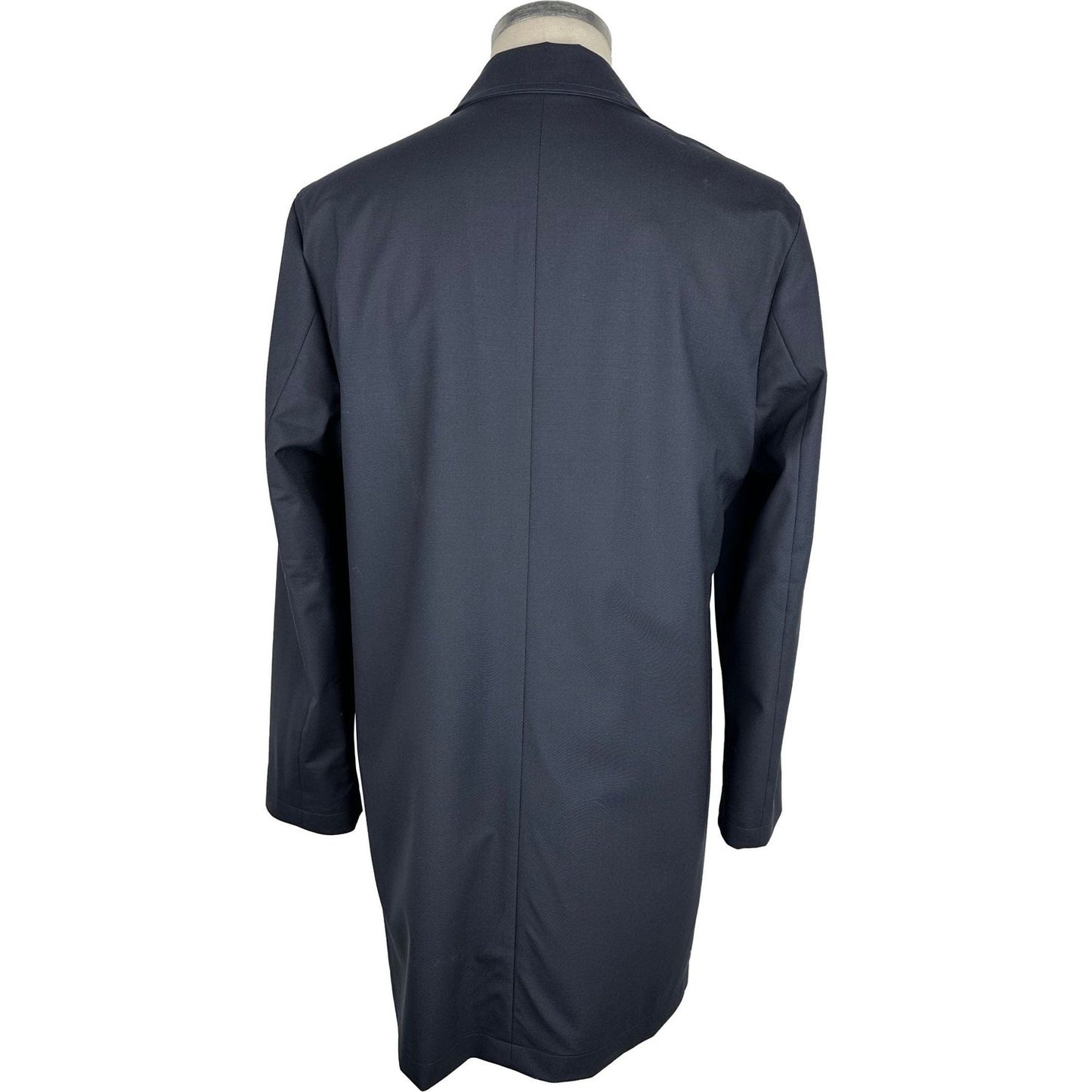 Made in Italy Elegant Blue Virgin Wool Trench Coat Made in Italy