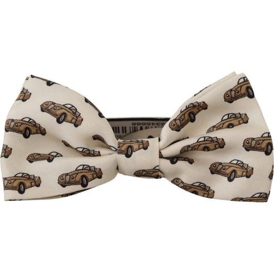 Dolce & Gabbana Elegant Car Print Silk Bow Tie Dolce & Gabbana