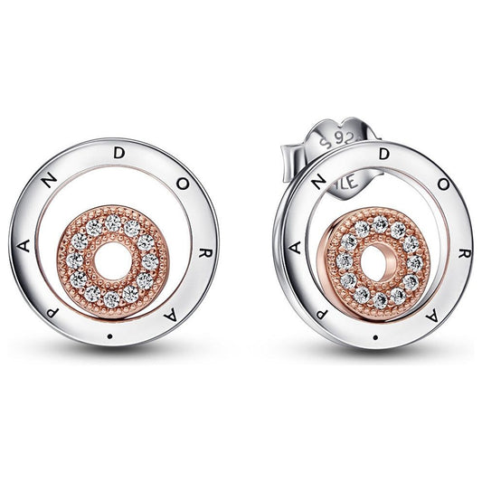 PANDORA JEWELS Mod. SIGNATURE TWO-TONE LOGO CIRCLES DESIGNER FASHION JEWELLERY PANDORA