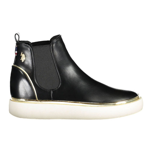 U.S. POLO ASSN. Elegant Black Low Ankle Boots with Side Elastic U.S. POLO ASSN.