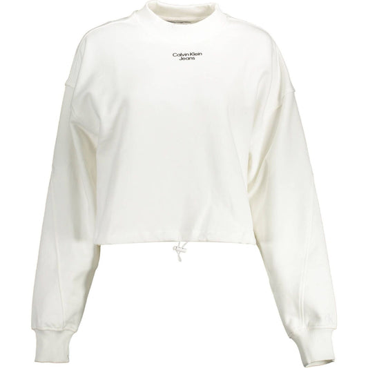 Calvin Klein Elegant White Cotton Sweatshirt with Chic Details Calvin Klein