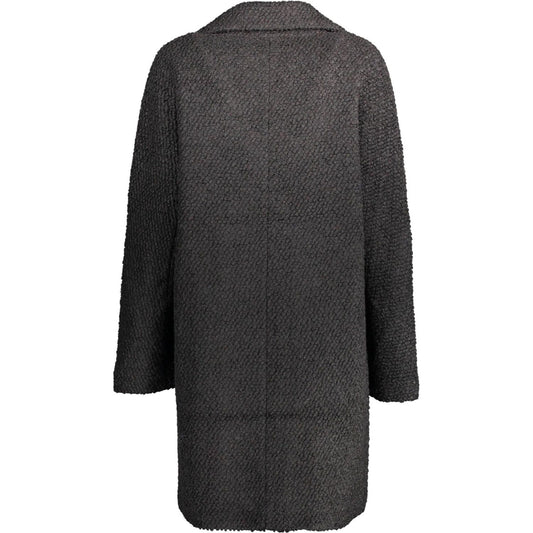 Desigual Chic Wool-Blend Black Coat with Signature Accents Desigual