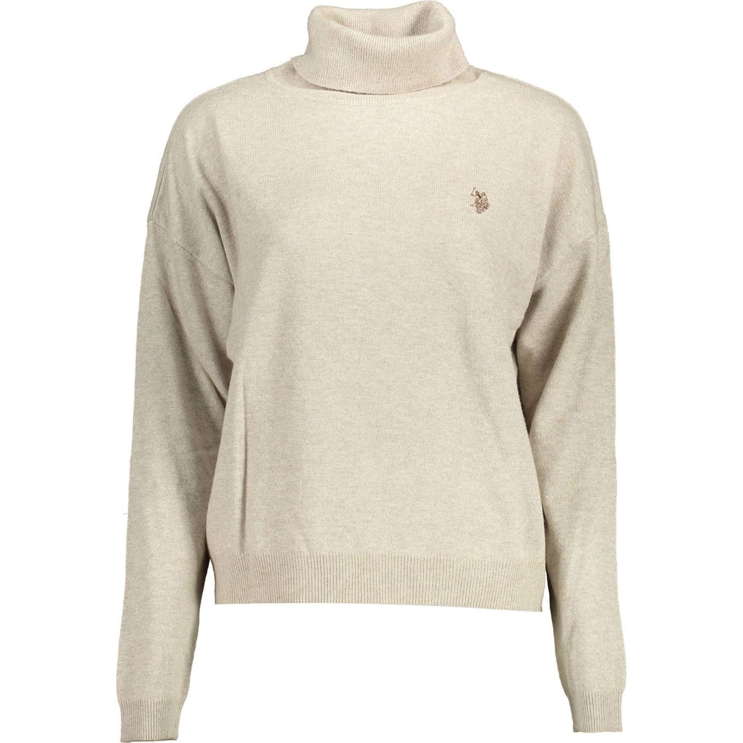 U.S. POLO ASSN. Chic Beige Turtleneck with Elegant Embroidery U.S. POLO ASSN.