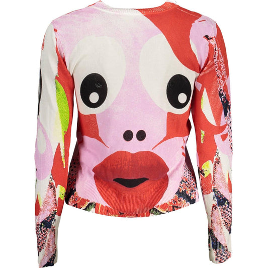 Desigual Chic Pink Contrasting Detail Sweater Desigual