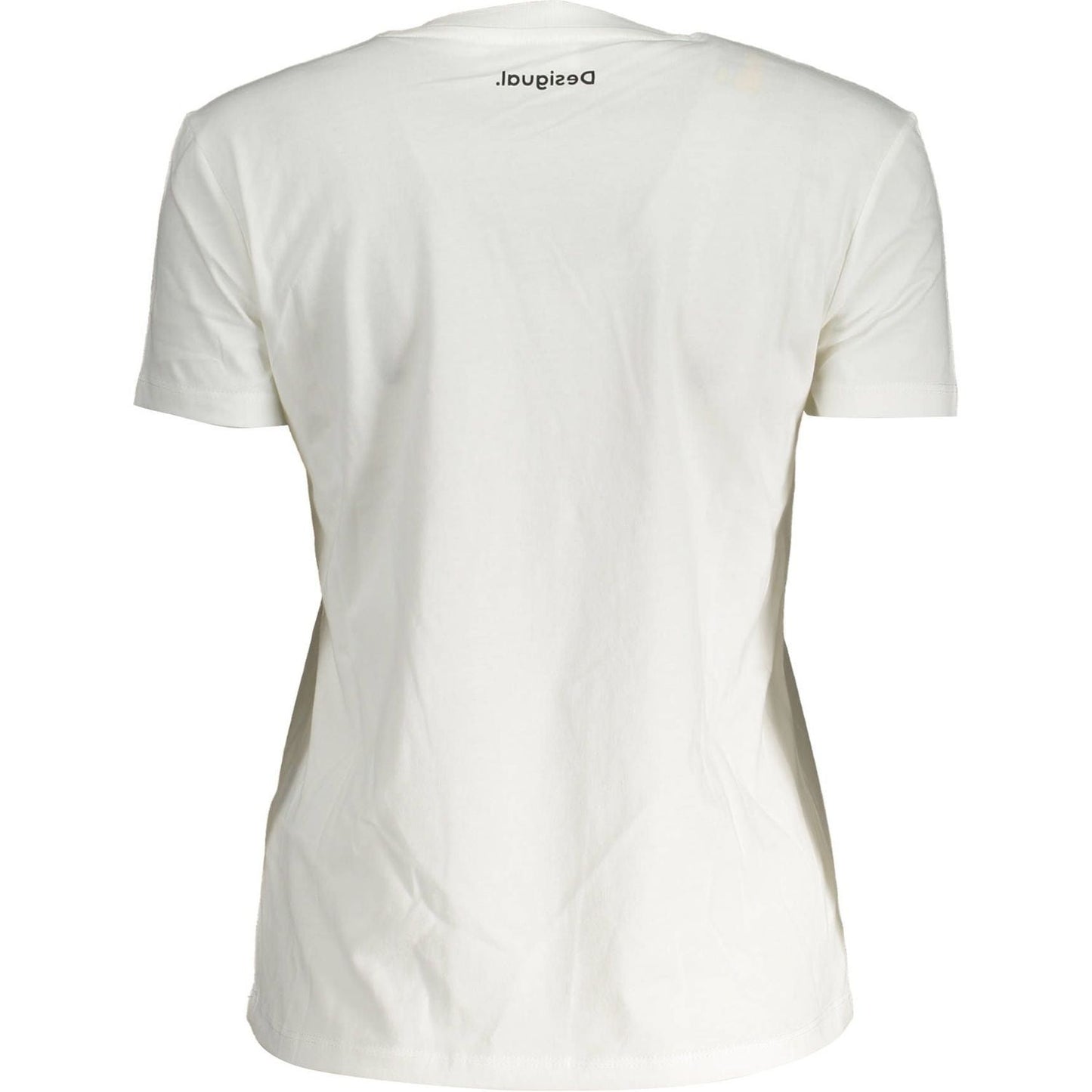 Desigual Elegant White Tee with Exclusive Applique Detail Desigual