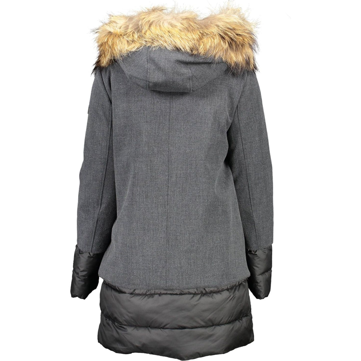 Yes Zee Elegant Long-Sleeve Down Jacket with Removable Fur Hood Yes Zee