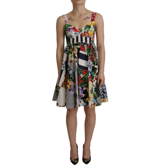 Dolce & Gabbana Elegant Patchwork Mini Dress in Vibrant Multicolor Dolce & Gabbana