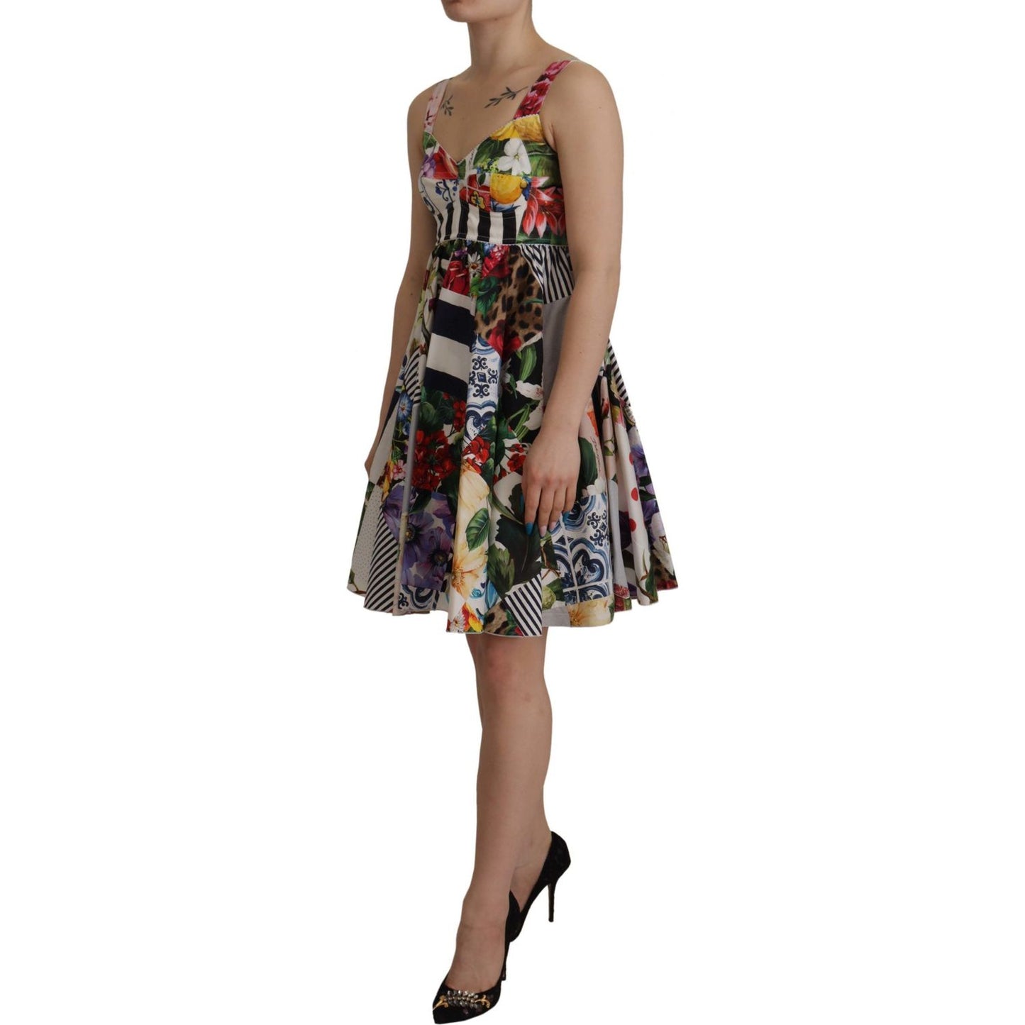 Dolce & Gabbana Elegant Patchwork Mini Dress in Vibrant Multicolor Dolce & Gabbana