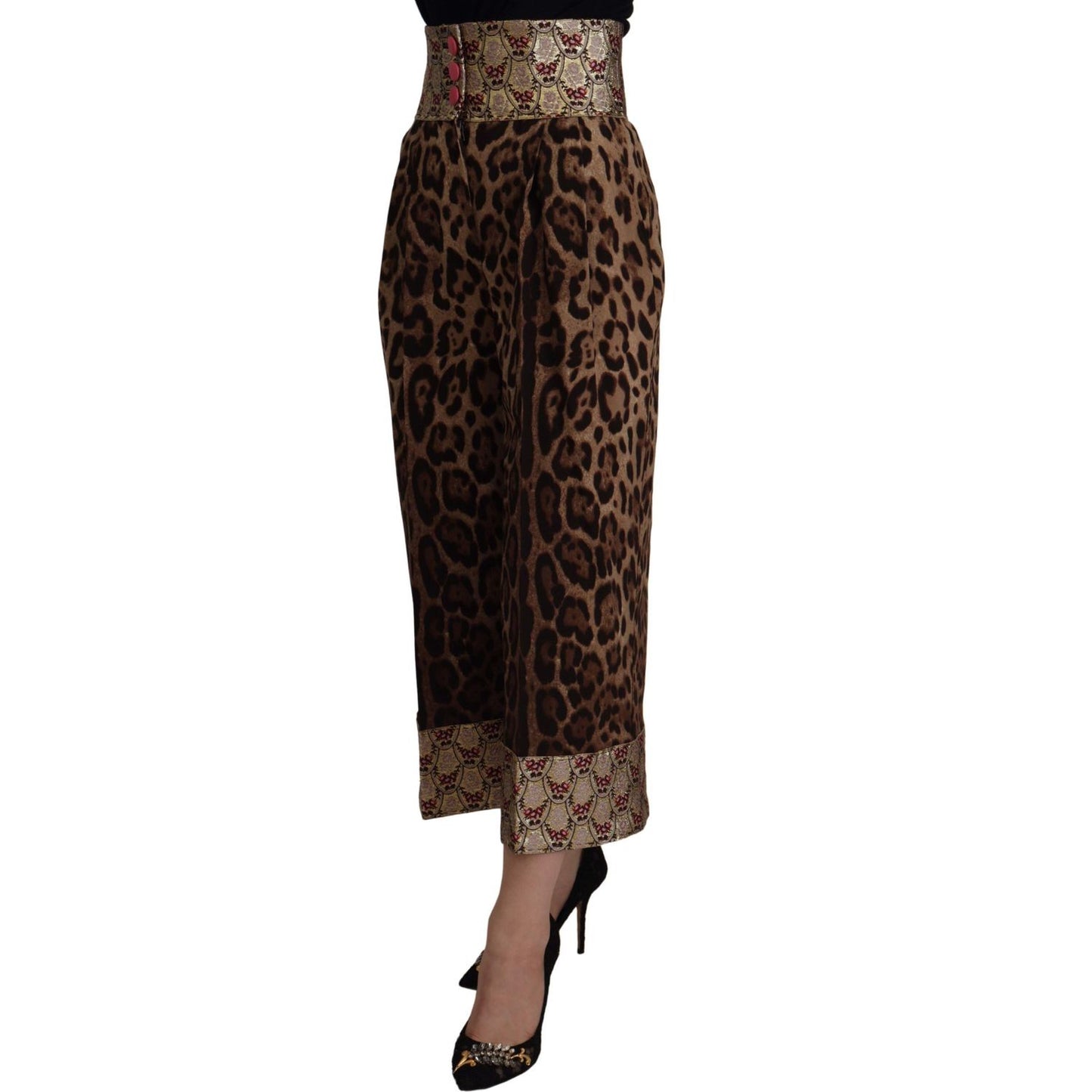 Dolce & Gabbana High Waist Cropped Leopard Jacquard Pants Dolce & Gabbana