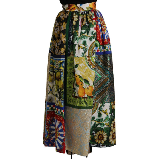 Dolce & Gabbana High Waist Maxi Skirt with Sicilian Patterns Dolce & Gabbana