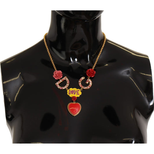 Dolce & Gabbana Glamorous Gold Crystal Charm Necklace WOMAN NECKLACE Dolce & Gabbana