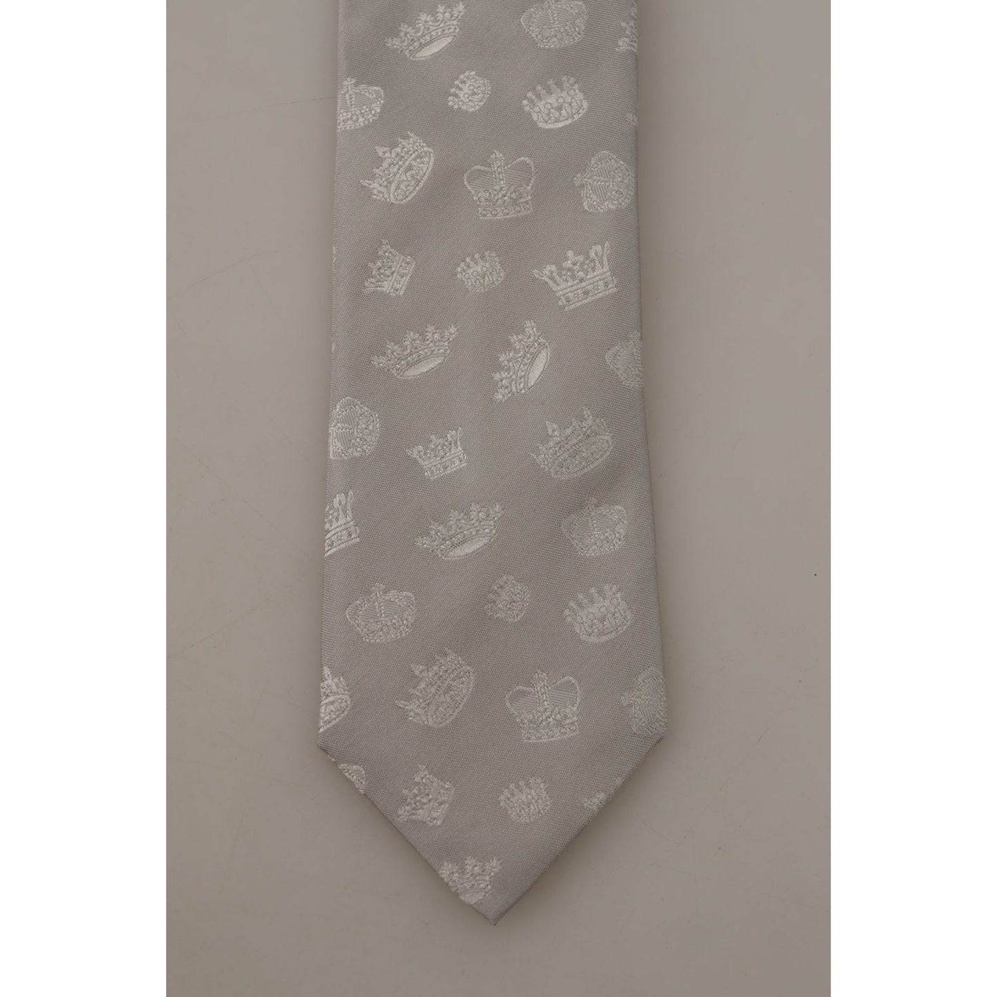 Dolce & Gabbana Elegant Silk Gray Crown Print Bow Tie Dolce & Gabbana