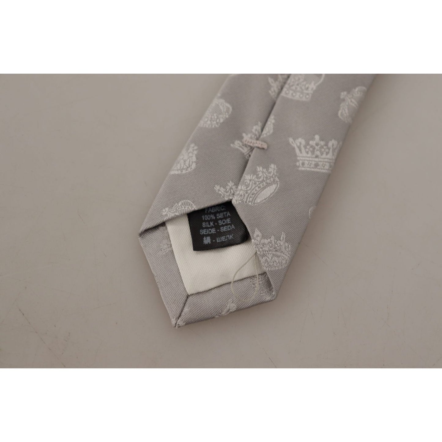 Dolce & Gabbana Elegant Silk Gray Crown Print Bow Tie Dolce & Gabbana