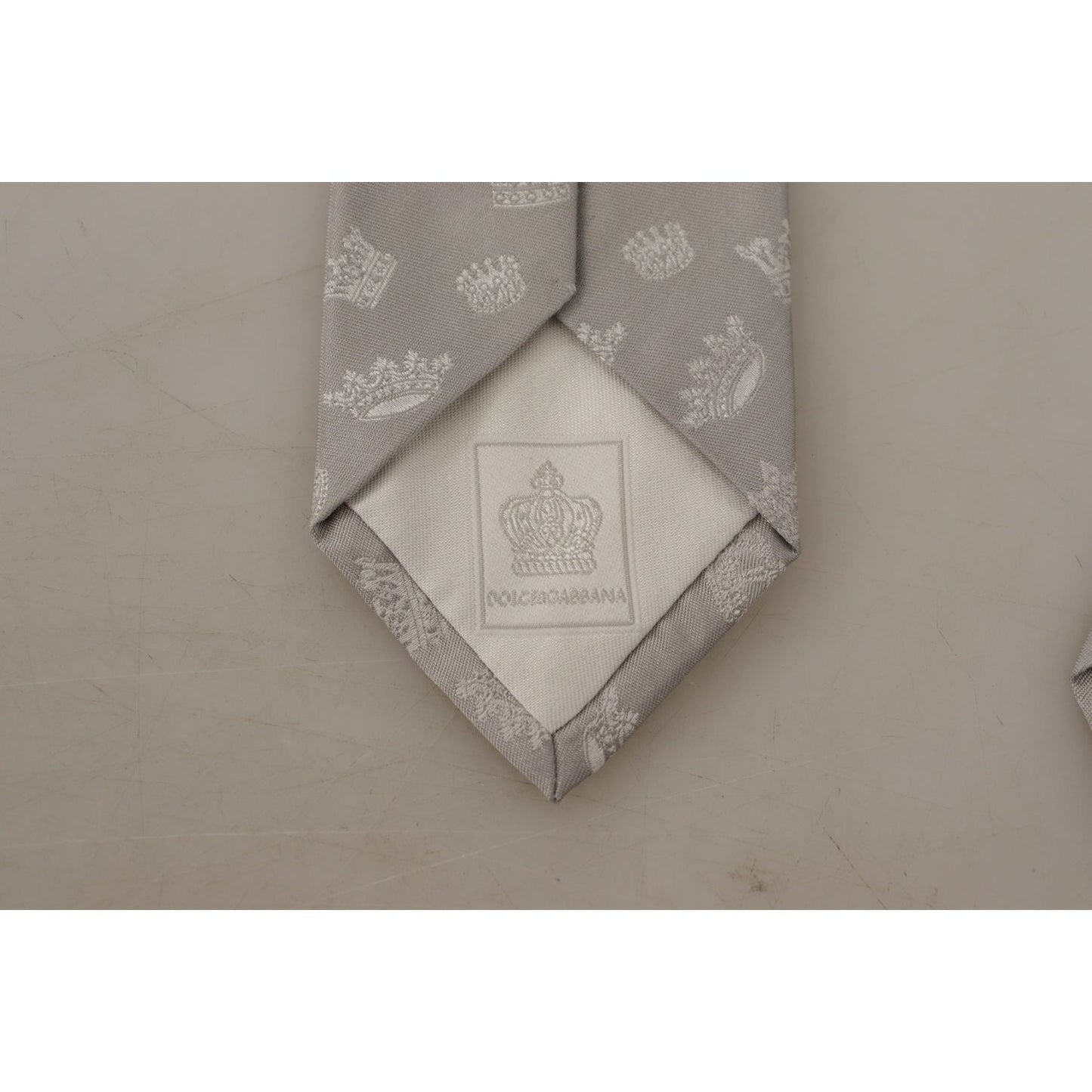 Dolce & Gabbana Elegant Silk Gray Crown Print Bow Tie Dolce & Gabbana