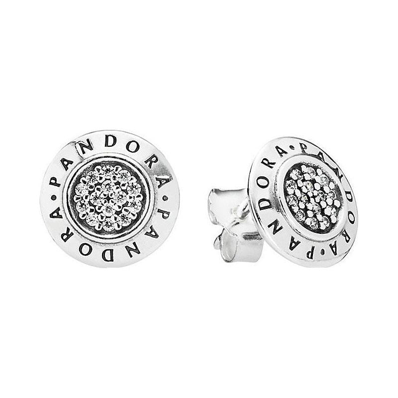 PANDORA JEWELS Mod. SILVER STUD EARRINGS WITH CUBIC ZIRCONIA DESIGNER FASHION JEWELLERY PANDORA