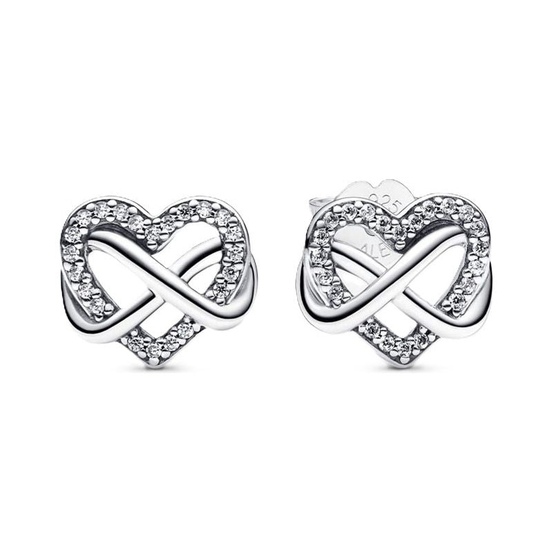 PANDORA JEWELS Mod. SPARKLING INFINITY HEART Earrings PANDORA