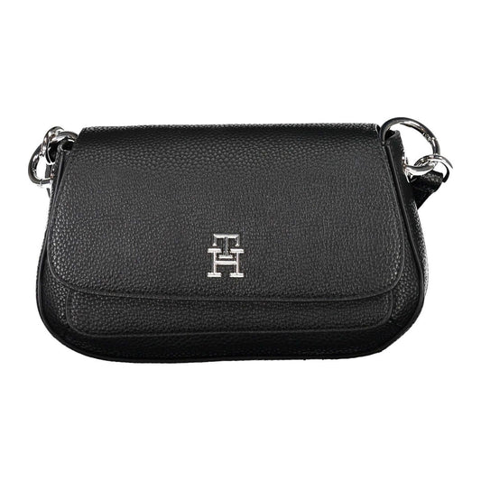 Tommy Hilfiger Elegant Black Shoulder Bag with Logo Clasp Tommy Hilfiger