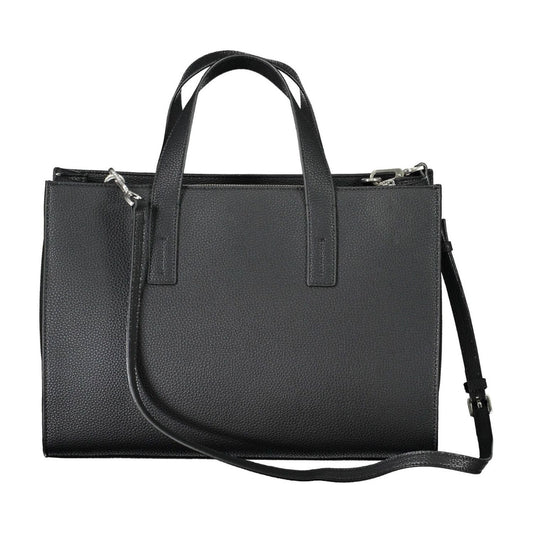 Calvin Klein Elegant Two-Handled Black Handbag with Logo Calvin Klein