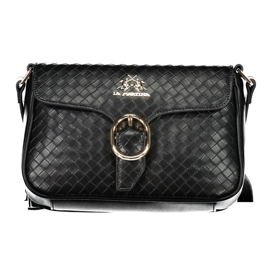 La Martina Chic Black Shoulder Bag with Contrasting Details La Martina