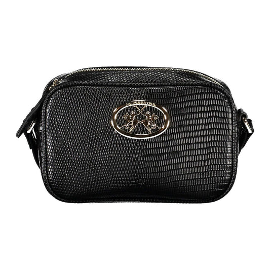 La Martina Sleek Black Shoulder Bag with Contrasting Details La Martina