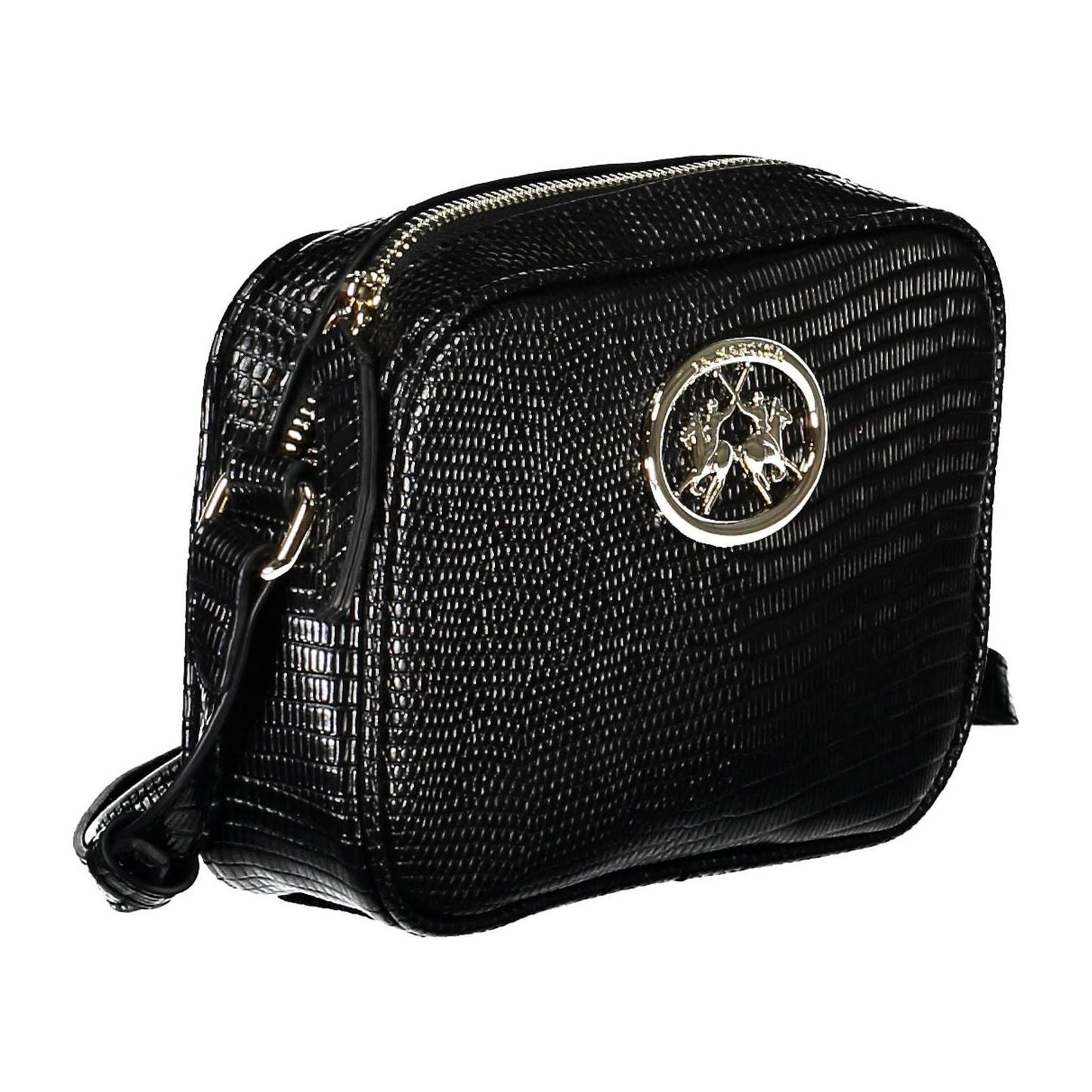 La Martina Sleek Black Shoulder Bag with Contrasting Details La Martina