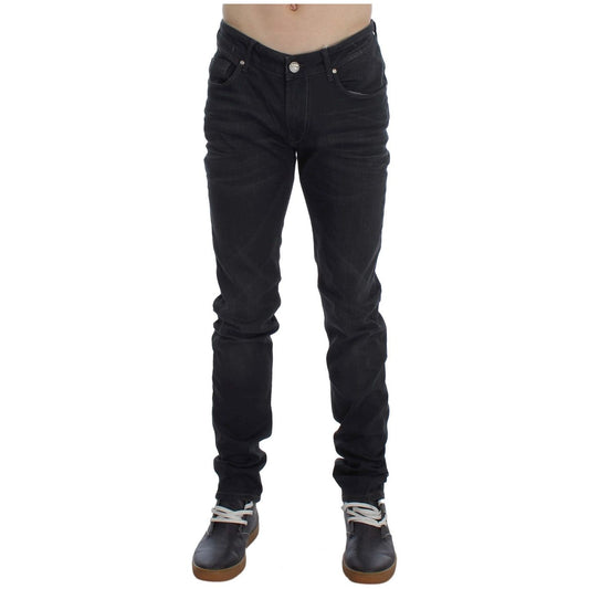 Acht Sleek Gray Slim Fit Men's Premium Denim Acht