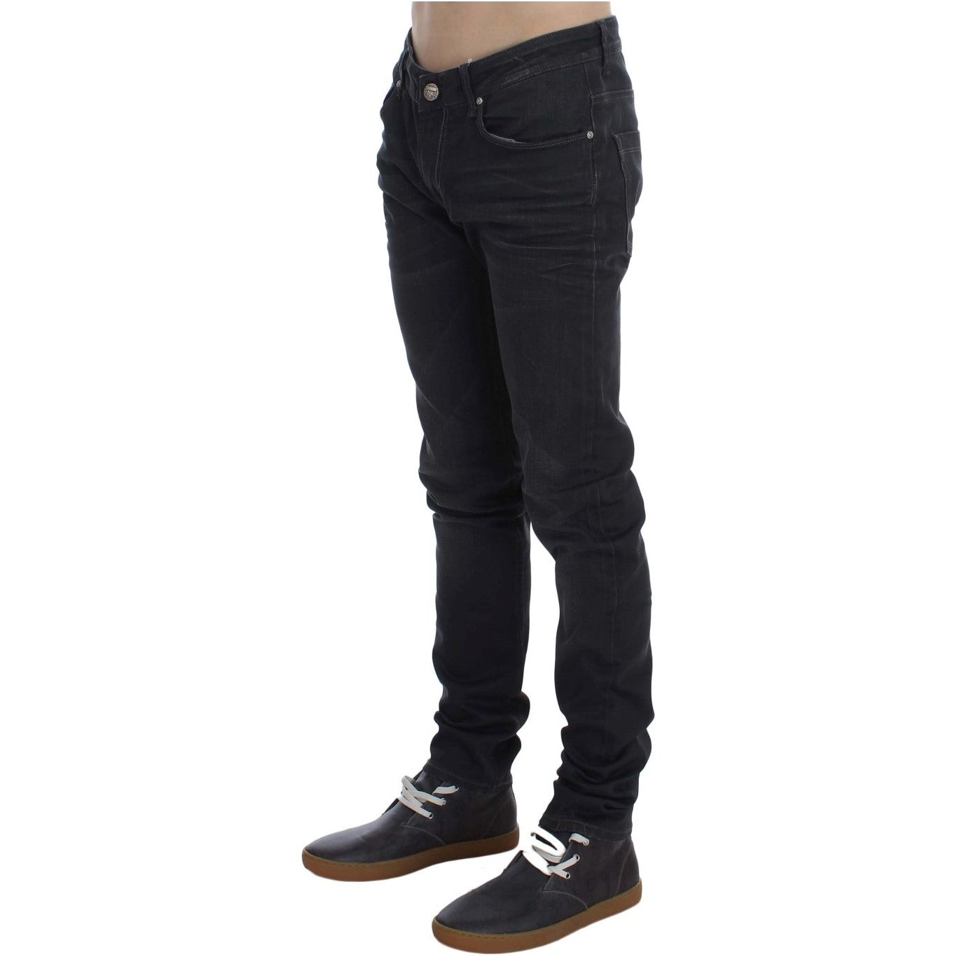 Acht Sleek Gray Slim Fit Men's Premium Denim Acht