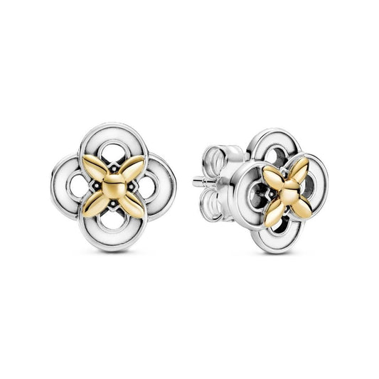 PANDORA JEWELS Mod. TWO-TONE FLOWER DESIGNER FASHION JEWELLERY PANDORA