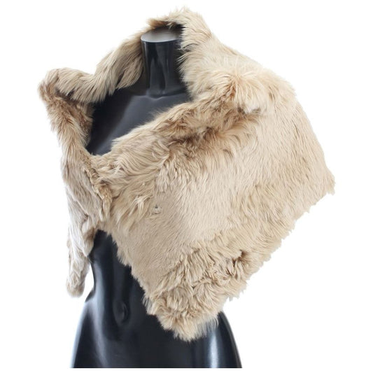 Dolce & Gabbana Elegant Alpaca Fur Shoulder Wrap in Beige Alpaca Scarves Dolce & Gabbana