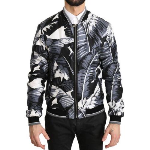 Dolce & Gabbana Elegant Banana Leaf Print Silk Bomber Jacket Dolce & Gabbana