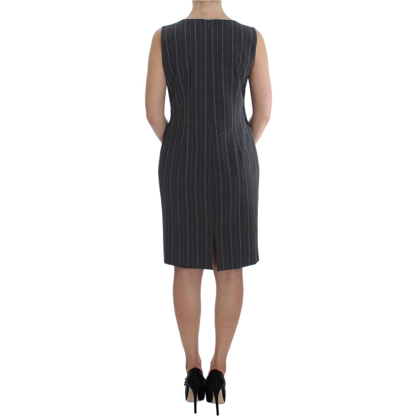 BENCIVENGA Elegant Gray Striped Dress & Blazer Suit Set BENCIVENGA