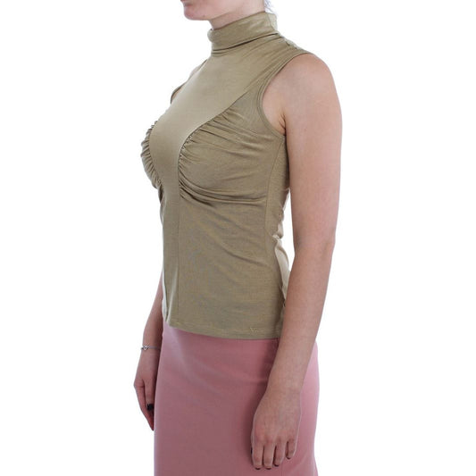 Exte Glamorous Gold Turtleneck Vest Top Exte