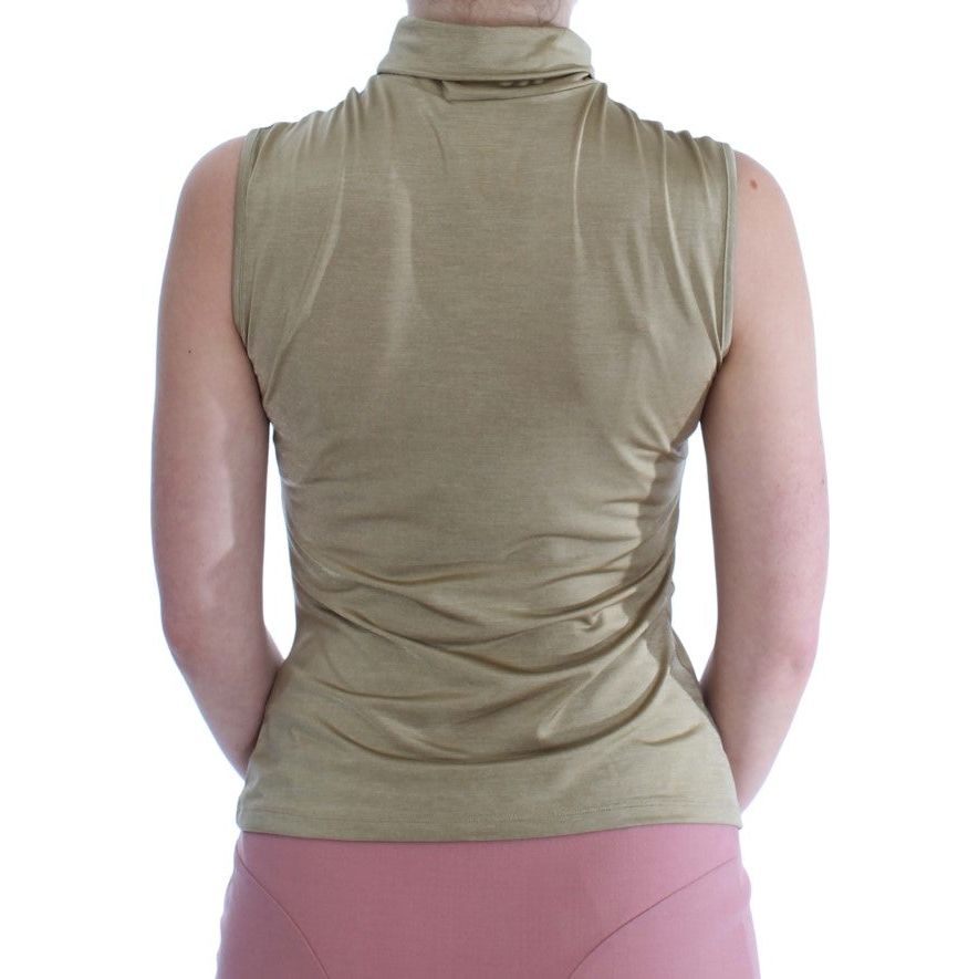 Exte Glamorous Gold Turtleneck Vest Top Exte