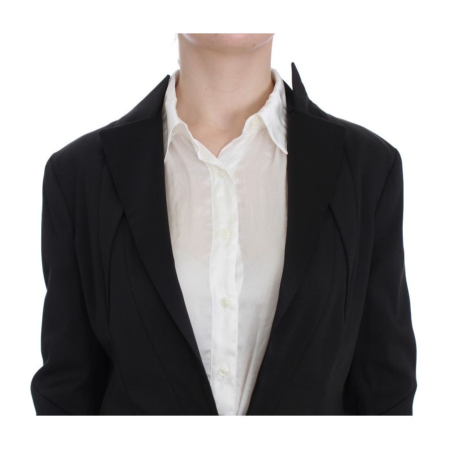 Exte Elegant Black Stretch Blazer Jacket Blazer Jacket Exte