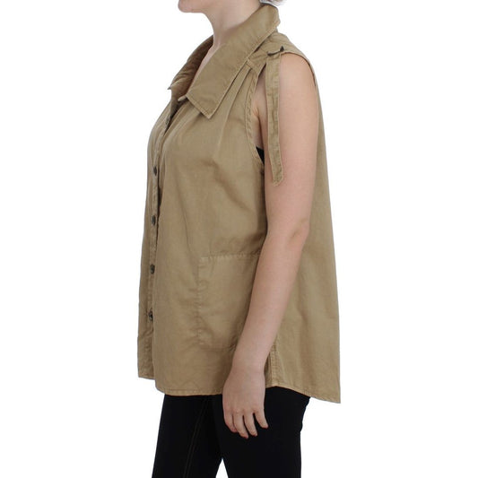 PLEIN SUD Beige Sleeveless Cotton Blouse PLEIN SUD