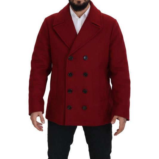 Dolce & Gabbana Elegant Red Double Breasted Wool Jacket Dolce & Gabbana