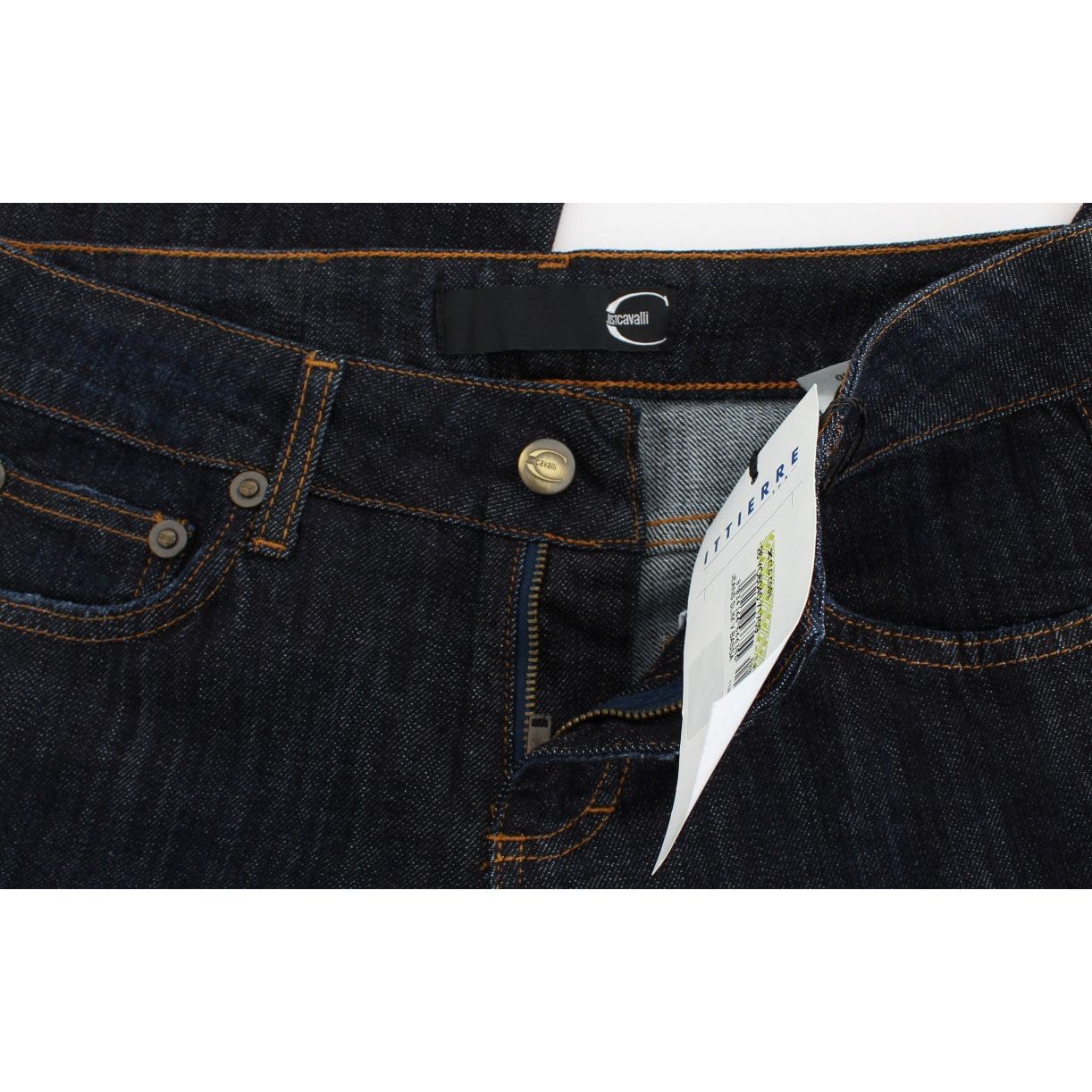 Cavalli Chic Blue Straight Fit Designer Jeans Cavalli