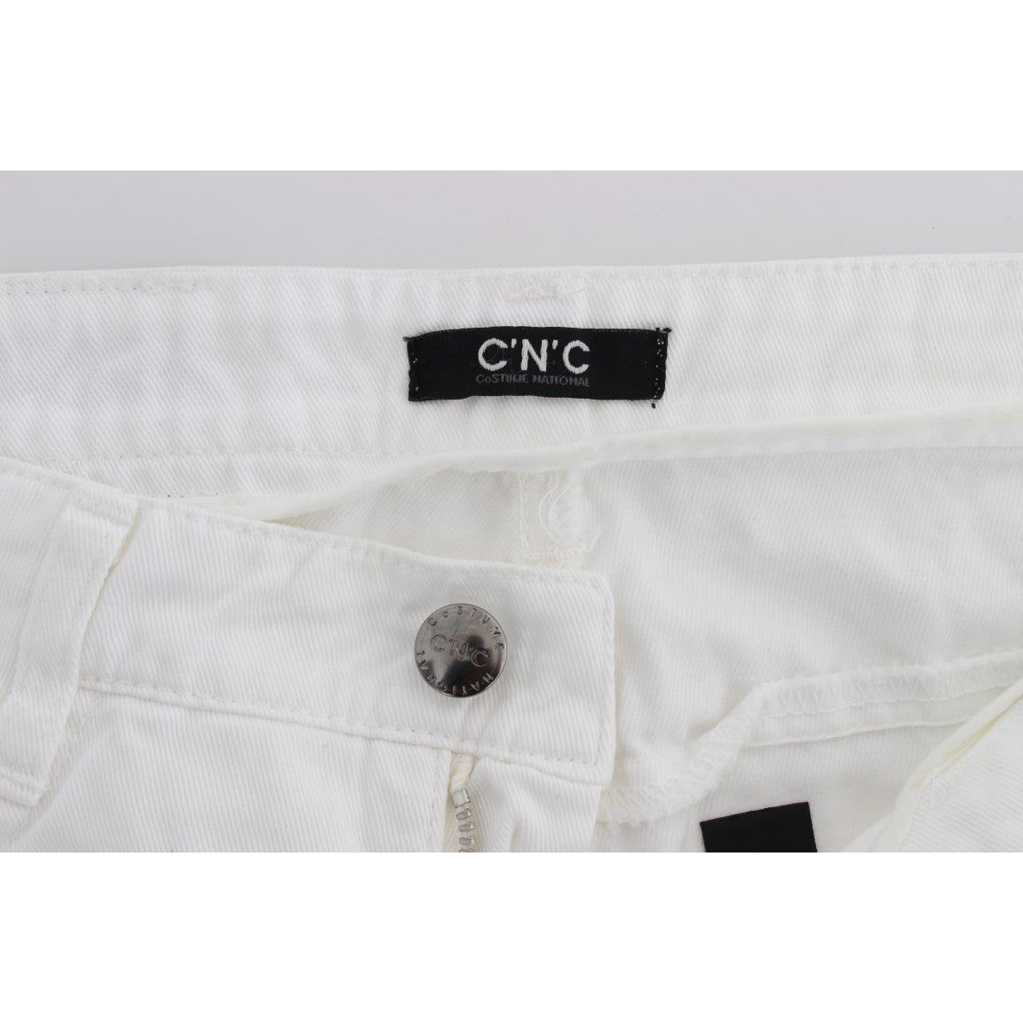 Costume National Chic Slim Fit White Cotton Jeans Costume National