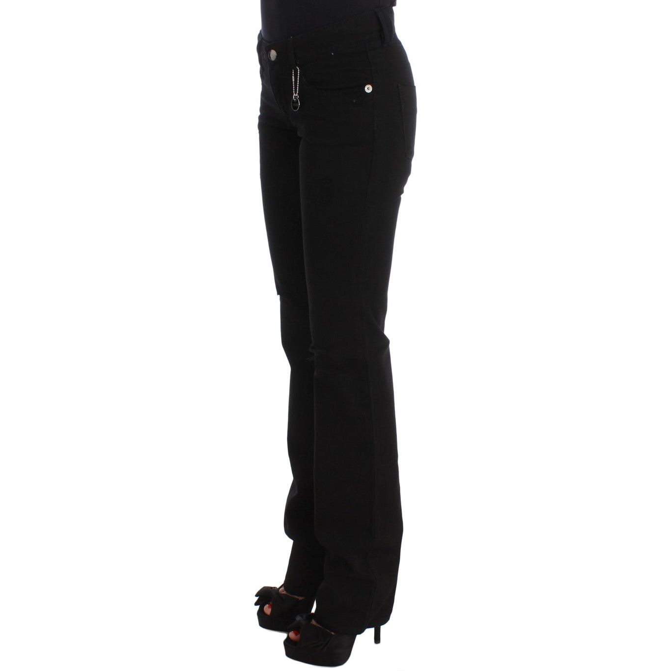 Costume National Chic Black Slim Fit Zippered Cotton Jeans Jeans & Pants Costume National