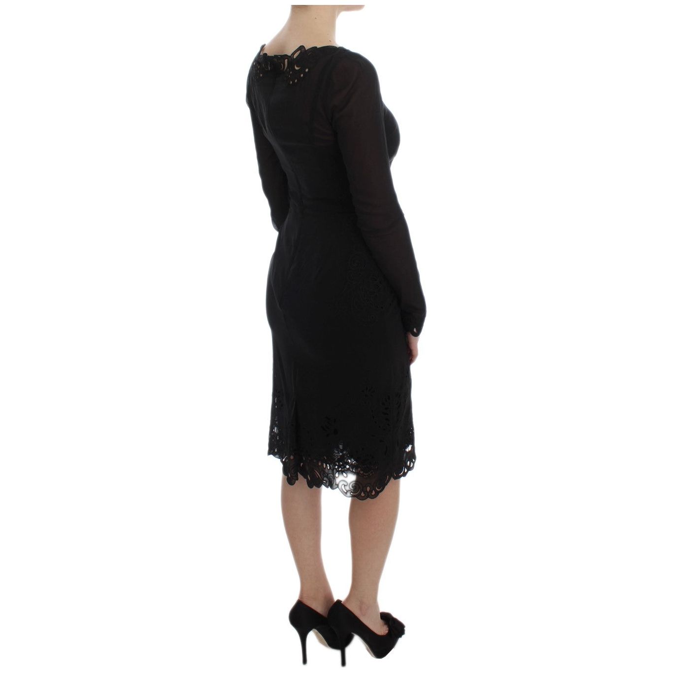 Dolce & Gabbana Elegant Black Floral Lace Sheath Dress Dolce & Gabbana