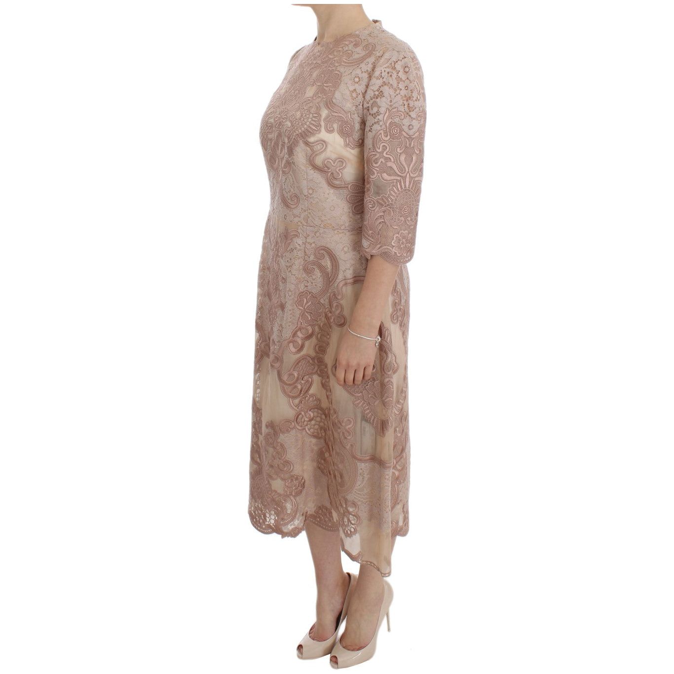 Dolce & Gabbana Elegant Pink Lace Embroidered Shift Dress Dolce & Gabbana