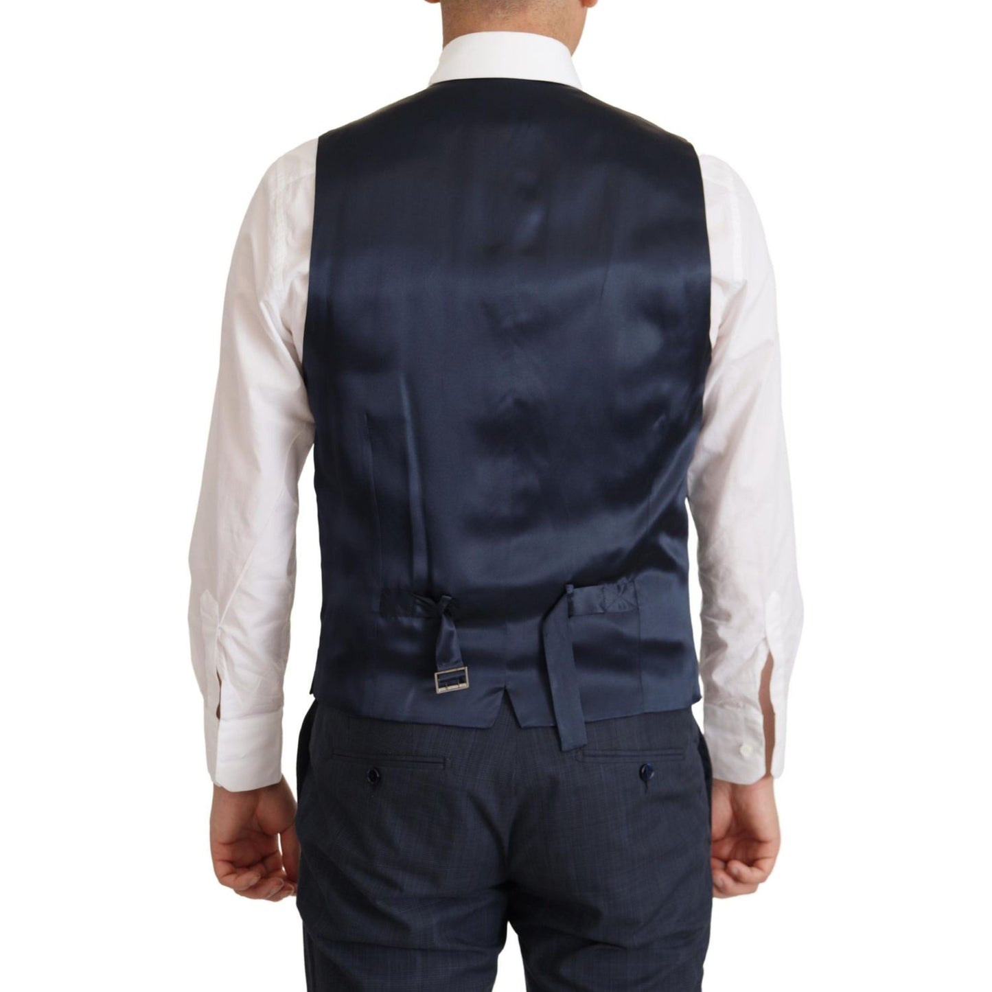 Dolce & Gabbana Elegant Dark Blue Cotton Three Piece Martini Suit Suit Dolce & Gabbana