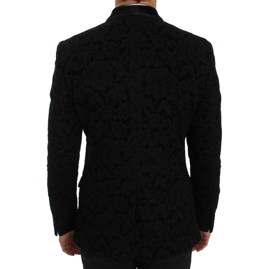 Dolce & Gabbana Elegant Slim Fit Black Silk-Blend Blazer Dolce & Gabbana