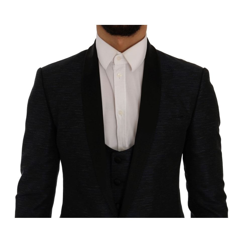 Dolce & Gabbana Elegant Blue & Black Slim Fit Suit Ensemble Dolce & Gabbana