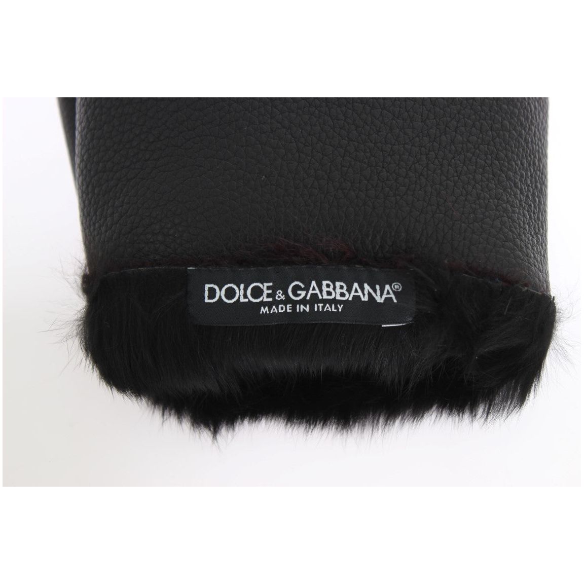 Dolce & Gabbana Elegant Black & Bordeaux Leather Gloves Dolce & Gabbana