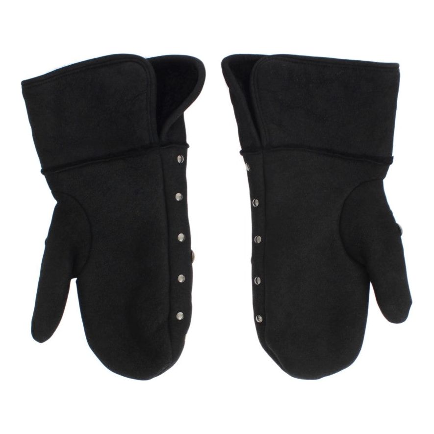 Dolce & Gabbana Elegant Studded Gray Wool Gloves Dolce & Gabbana