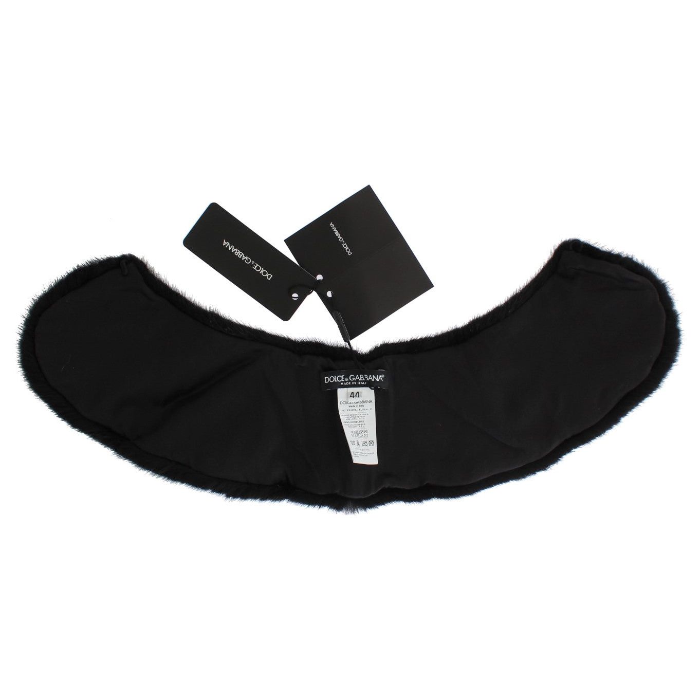 Dolce & Gabbana Elegant Black Mink Fur Shoulder Wrap Scarf Dolce & Gabbana