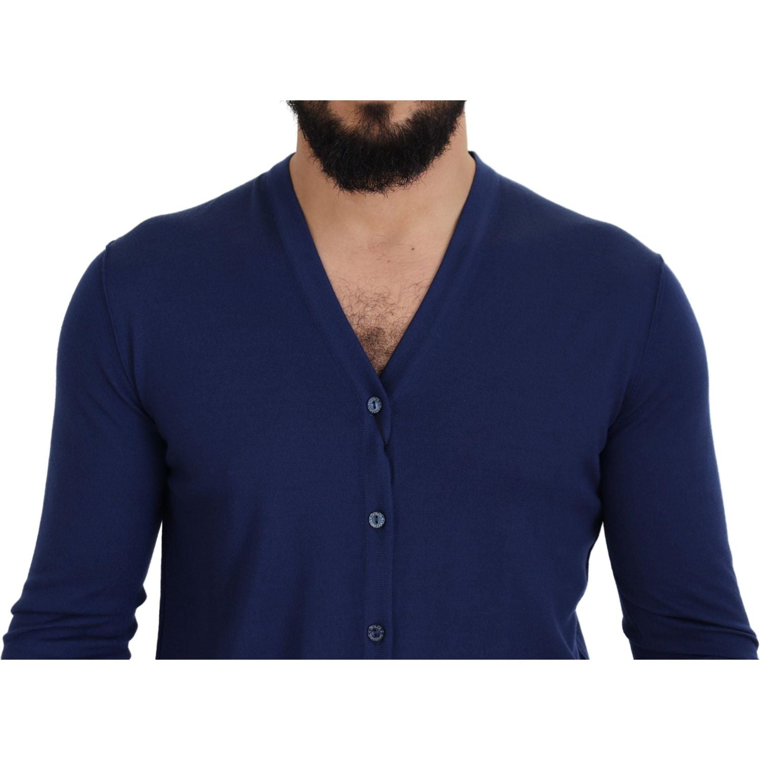 Dolce & Gabbana Elegant Virgin Wool Blue Cardigan Sweater